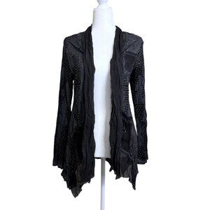 Elena Wang Womens Textured Open Cardigan Jacket Gray Langenlook Artsy Size S